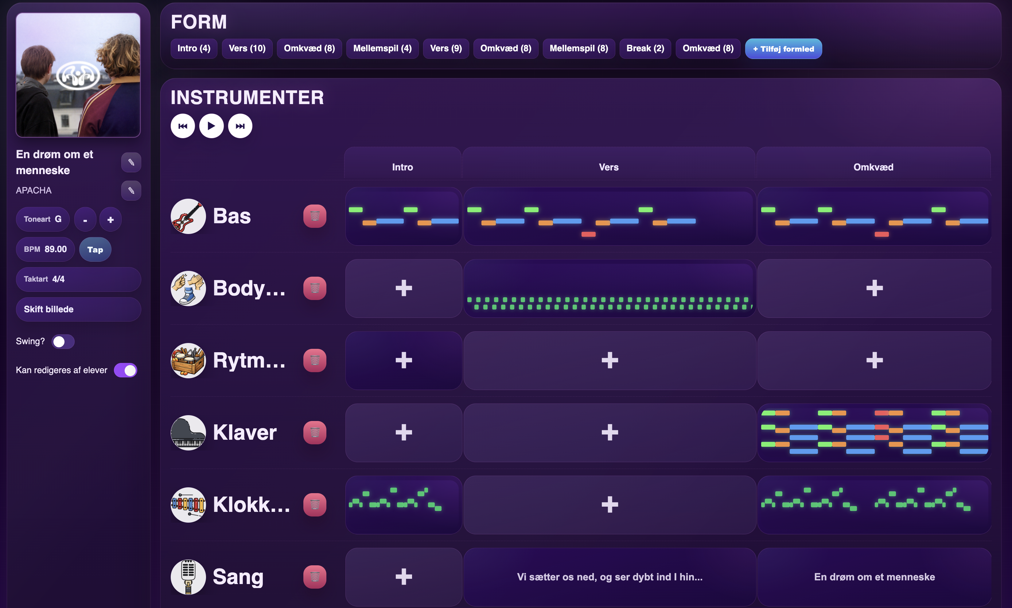 JamBoxEdu Studio med arrangementer og instrumentroller